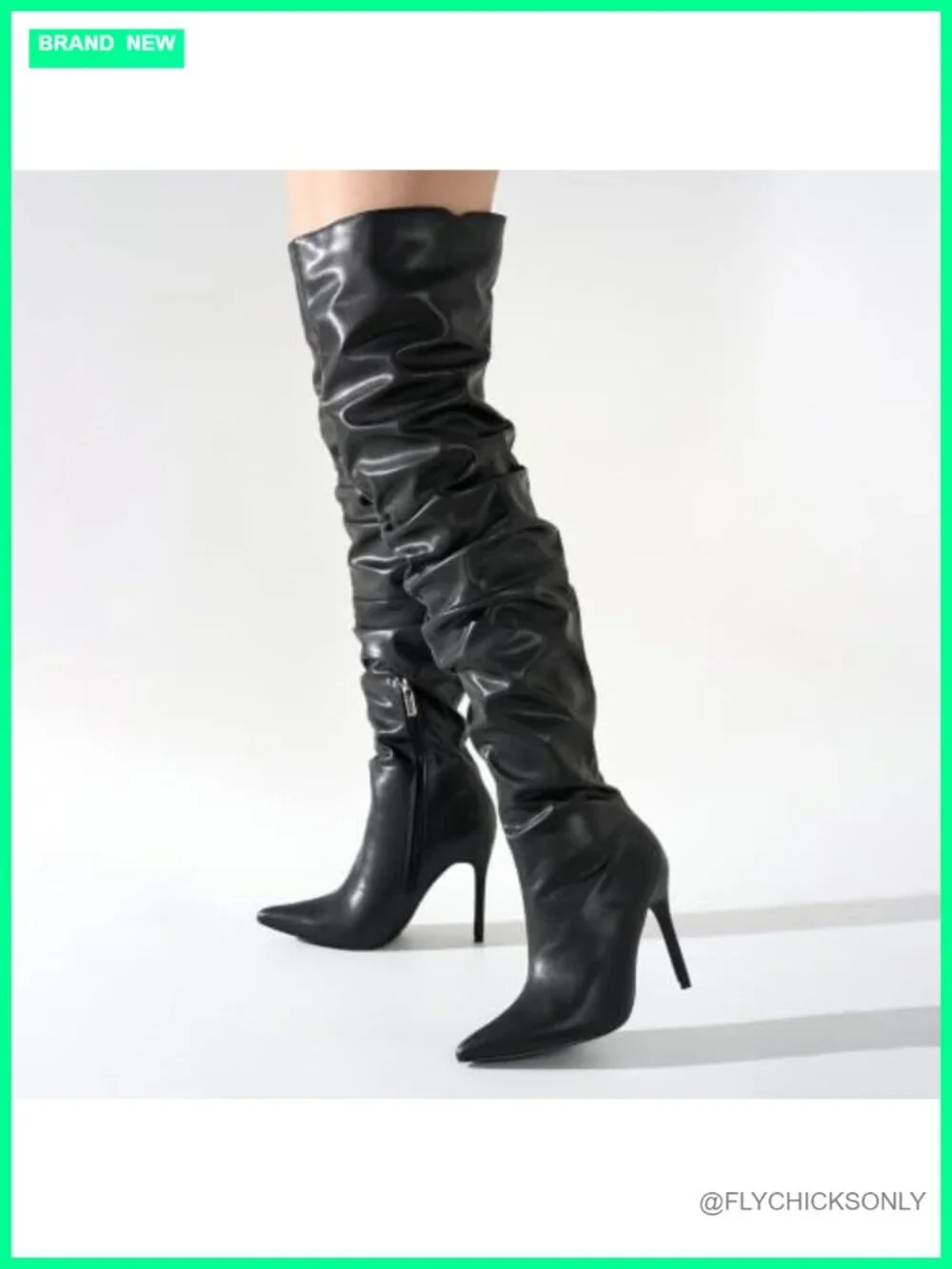 Thigh High Boots Pointed Toe Cowgirl Slouch Over the Knee PU Cushioned